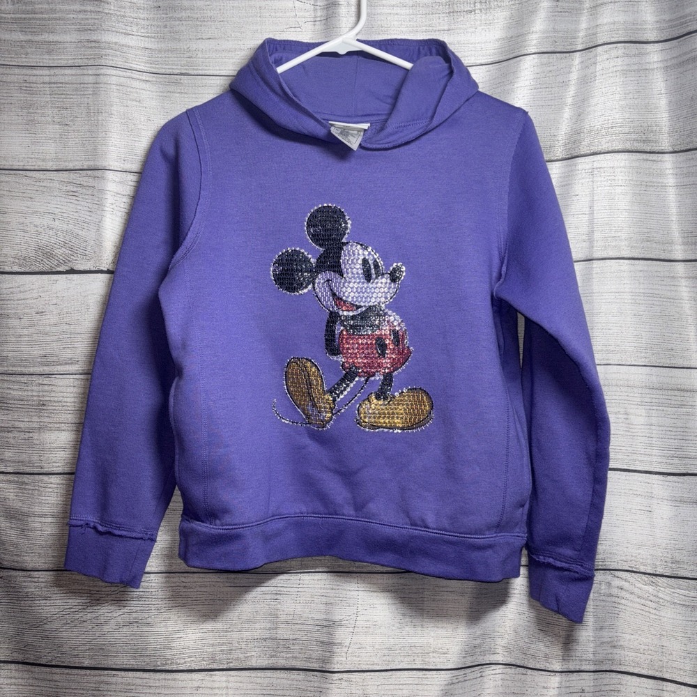 Disney Parks Youth Xl Mickey Mouse Genuine Mousewear Plum Hoodie Sequin